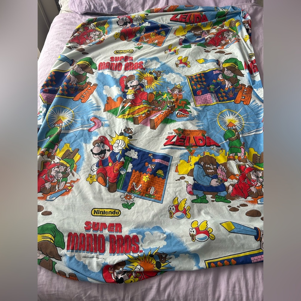 Vintage 1988 Nintendo Super Mario Bros The Legend of Zelda twin size bed sheet